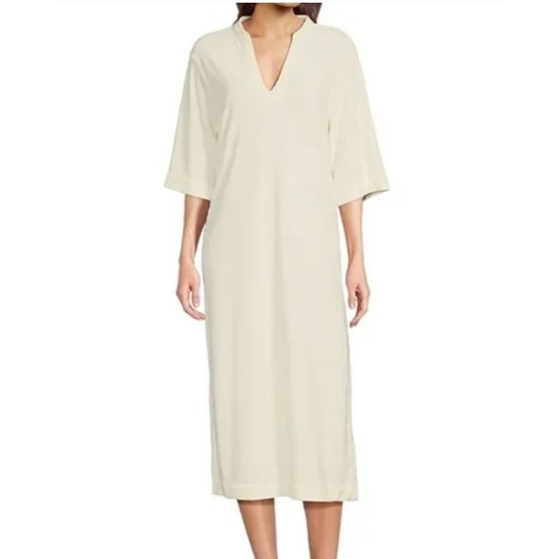 Barefoot Dreams Womens Size Xl Pearl Cozy Terry Placket Caftan Swim Cover Up Nwt